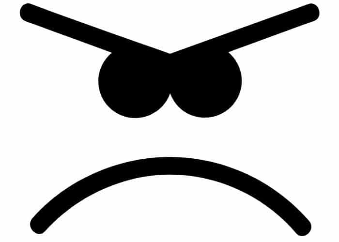 Angry-looking eyes showing negative body language.