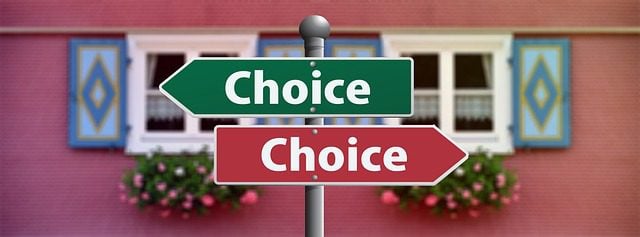 Sign with choice on it.