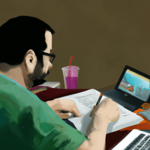 A person working on a computer.