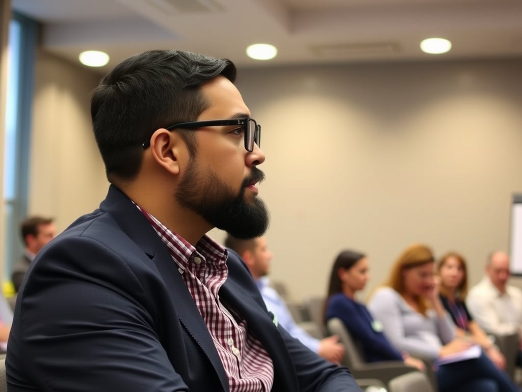 A person attending a workshop on being a better communicator.