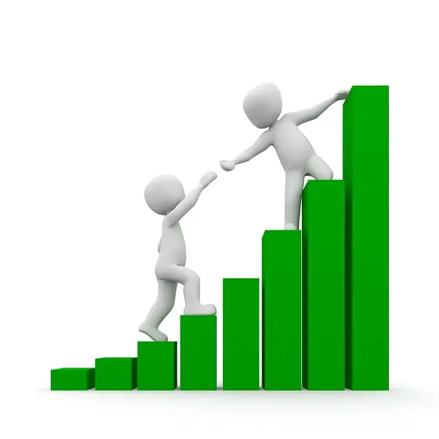 A white figure extending a hand to help another white figure achieve their personal missions.