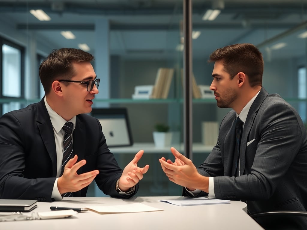 A manager talking to his employee about unprofessional behavior.