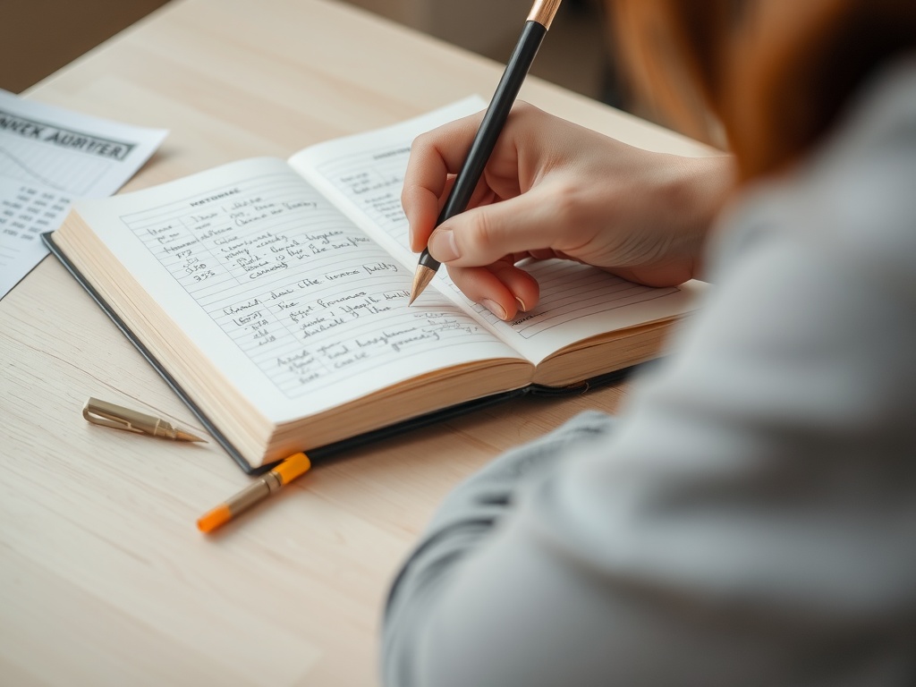 A person writing in a journal.