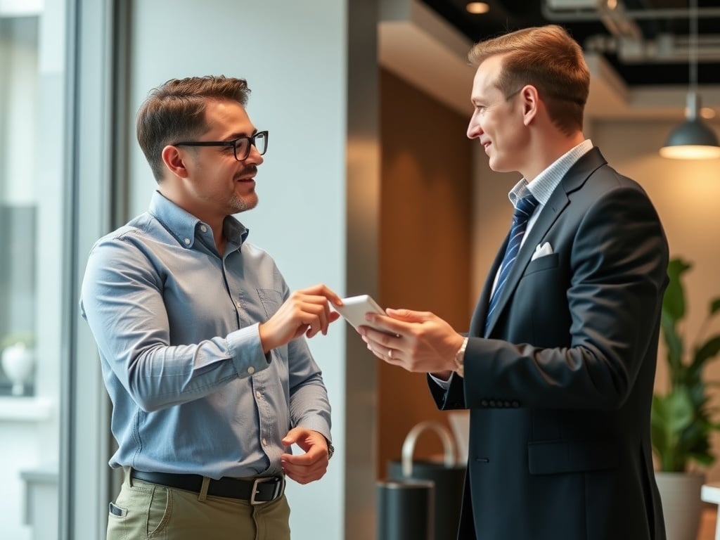 A business leader coaching an employee.