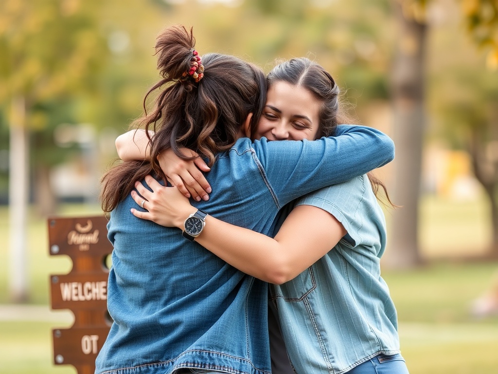 Friends hugging each other