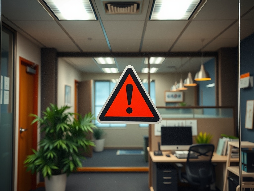 Warning sign in an office
